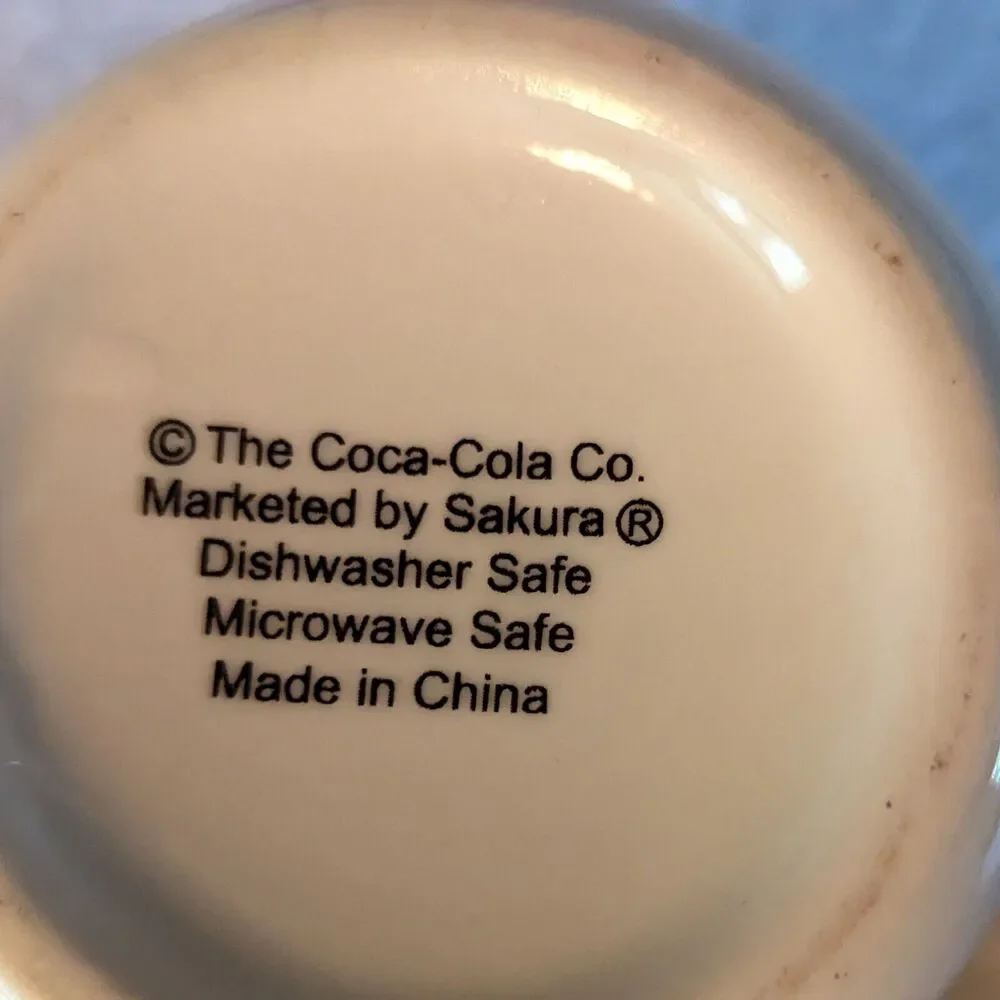 4 Vtg 2002 Coca Cola Coffee Tea Hot Cocoa Mugs Stoneware Sakura